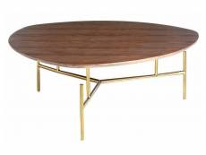 Table basse design bois noyer et métal doré rodak