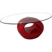 Table basse rouge design en verre OVUS