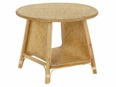 Table d'appoint ronde en bambou et rotin coloris naturel