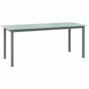 Table d'extérieur Table de salon de jardin - Gris clair 190x90x74 cm Aluminium et verre BV321336 Bonnevie