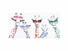 Tableau peinture girafes à lunettes 120 x 60 cm pop art - les stars 80582119