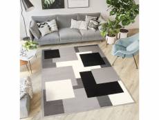 Tapiso dream tapis moderne géométrique carreaux noir gris crème 130 x 190 cm T968A GRAY 1,30-1,90 CHEAP PP CRM