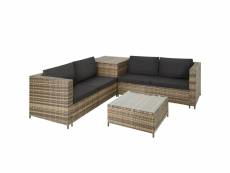 Tectake canapé de jardin sienne 4 places avec coffre de rangement - marron naturel/gris foncé 404627