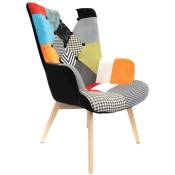 The Home Deco Factory - Fauteuil assise en tissu patchwork Helsinki - Multicolore