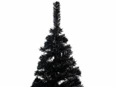 Vidaxl arbre de noël artificiel avec led et boules noir 210 cm pvc