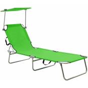 Vidaxl - Chaise longue pliable avec auvent Acier Vert pomme