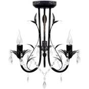 Vidaxl - Lustre métal noir style art nouveau + perles crystal 3 x E14 Ampoules