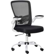 Vinsetto - Chaise de bureau ergonomique hauteur réglable pivotante 360° accoudoirs relevables tissu maille bicolore noir blanc