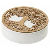Zen Et Ethnique - Boite blanche ronde Arbre de vie en bois mdf