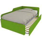 1264R - Canapé-lit de forme simple 120x190 avec deuxième lit gigogne - Pomme verte - Pomme verte