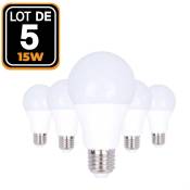 5 Ampoules led E27 15W 6000K Blanc Froid Haute Luminosité