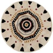 Atmosphera - Tapis Tribal en coton tufté D118cm créateur d'intérieur - Beige
