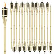 Aufun - Torche de Jardin en Bambou, Lot de 24 Torches en Bambou, Torches à Huile pour l'Extérieur, Torches d'Extérieur avec Mèche de Rechange, Lampe