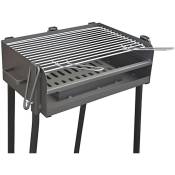Barbecue rectangulaire avec support en acier inoxydable coloris Noir - 50 x 34 x 84,5 cm