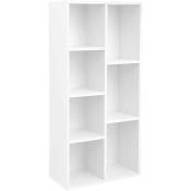 Bibliothèque à 7 compartiments étagère à 7 cubes ouverts rangement pour salon et bureau 50 x 24 x 106 cm style moderne blanc - Blanc