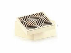 Boîte en bois couvercle ajouré géométrique - 9,5 x 9,5 x 6 cm 106308