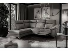 - canapé d'angle en cuir italien de luxe 5 places luzerne, avec relax électrique et coffre, gris foncé, angle gauche