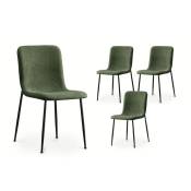 CELIA - Lot de 4 chaises effet peau de mouton vert