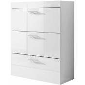 Design Ameublement - Commode 3 tiroirs 75x99x36cm Poignées Aluminium Meuble de rangement Modèle dalia Blanc Finition brillante - Blanc