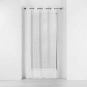 Douceur D'intérieur - Voilage a oeillets 140 x 240 cm voile sablé brodé Olyympia Blanc - Blanc
