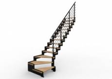 Escalier quart tournant Wizz noir/frêne verni Alumin’home