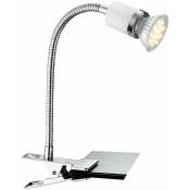 Etc-shop - Lampe à pince led Lampe de table col de cygne led Lampe à pince blanche avec prise de courant Lampe à pince de bureau, spot flexo, chrome,