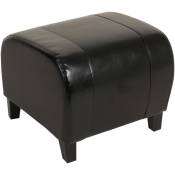 HHG - Tabouret pouf cuir emmen, 39x45x47cm noir - black
