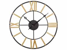 Horloge murale en fer ø 80 cm noir et doré valsot 314180