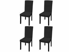 Housse de chaise droite extensible 4 pcs noir dec022368