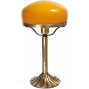 Lampe de table en laiton avec abat-jour orange dans
