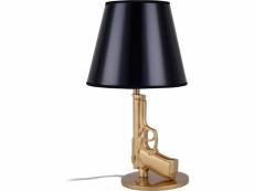 Lampe de table - lampe de salon design pistolet - beretta doré