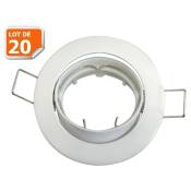 Lampesecoenergie - Lot de 20 supports encastrable aluminium orientable blanc Dia 81mm