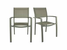 Lot 2 chaises de jardin en aluminium vert clair empilables