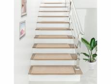 Lot de 15 marchettes d'escalier rectangulaires antidérpantes 65 x 24 cm avec bord beige [en.casa]