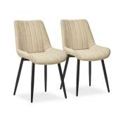 Lot de 2 chaises de salle à manger en cuir avec dossier et assise rembourrée, 53x43x89cm, Beige