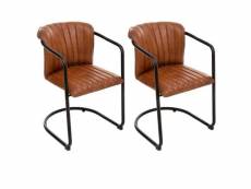 Lot de 2 fauteuils en cuir "kavi" 77cm cognac