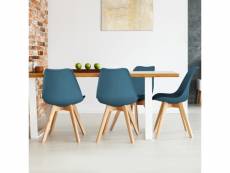 Lot de 4 chaises scandinaves sara bleu canard pour salle à manger