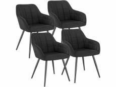 Lot de 4 chaisess de salle à manger-chaises de cuisine en lin et métal 49x43x81cm noir