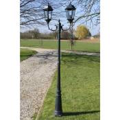 Maisonchic - Lampadaire de jardin Lampe sur Pied d'extérieur Lampe De Jardin 2 bras 230 cm Vert foncé/Noir Aluminium 24067