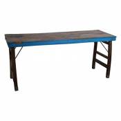 MATHI DESIGN Vintage - Table Pliante Bois Bleu