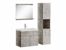 Meuble de salle de bain montreal 60 cm lavabo beton gris - armoire de rangement meuble lavabo evier meubles