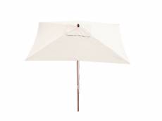 Parasol en bois, parasol de jardin florida, parasol de marché, rectangulaire 2x3m ~ crème