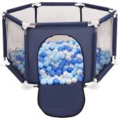 Parc Bébé Hexagonal Pliable Avec 400 Balles Plastiques, Bleu:Babyblue/Bleu/Perle - Bleu:babyblue/bleu/perle - Selonis