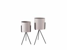 Pedestal - 2 cache-pots rond en métal mat - couleur