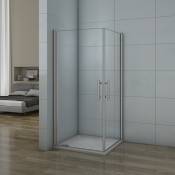 Porte de douche pivotante 76x76x187cm 2 portes de douche en verre anticalcaire AICA cabine de douche pivotante