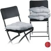 Relaxdays - Coussin de chaise lot de 4 lavable 10 cm épaisseur doux moelleux pour siège de jardin à nouer 40 x 40 cm polyester, gris