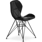 Scandinavian Style - Chaise de salle à manger imitation cuir et pieds en métal noir Design scandinave - Maxe Noir - Acier, pp, Cuir végétalien - Noir