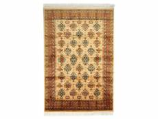 Shirvan - tapis en viscove motifs orientaux marron clair 140x180