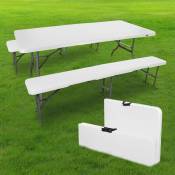 Skylantern - Ensemble Table et bancs pliables blanc