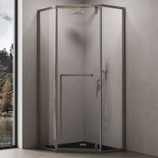 Sogood® paroi de douche pentagonale cabine de douche en verre transparent ESG Nano anti-calcaire Ravenna68K avec bac à douche 100x100x200 cm
